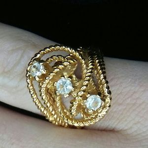 18ktHGE Multi Crystal Geometric Ring